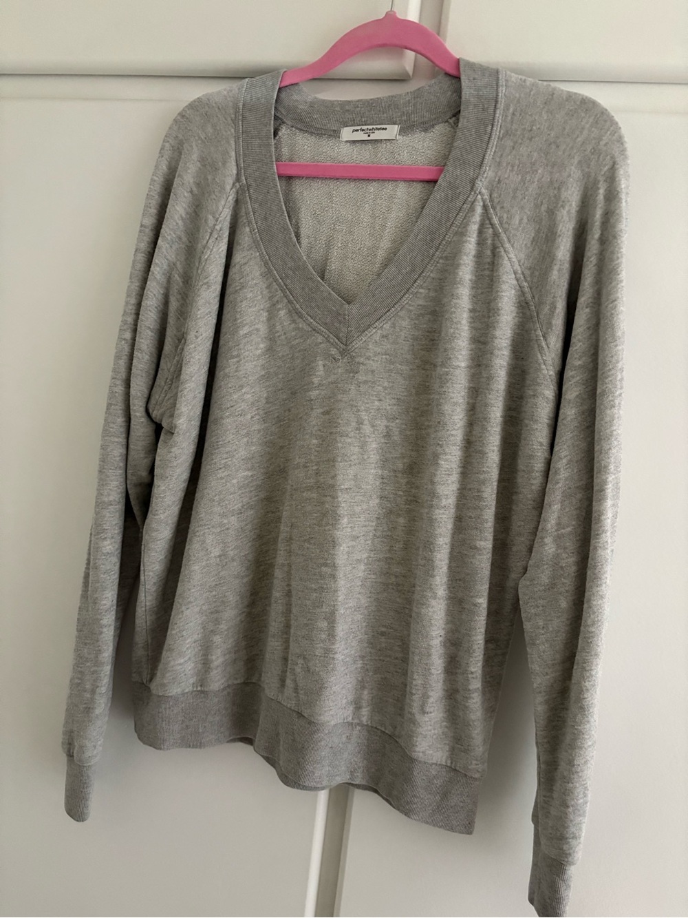 perfectwhitetee Light Gray V-Neck Sweater